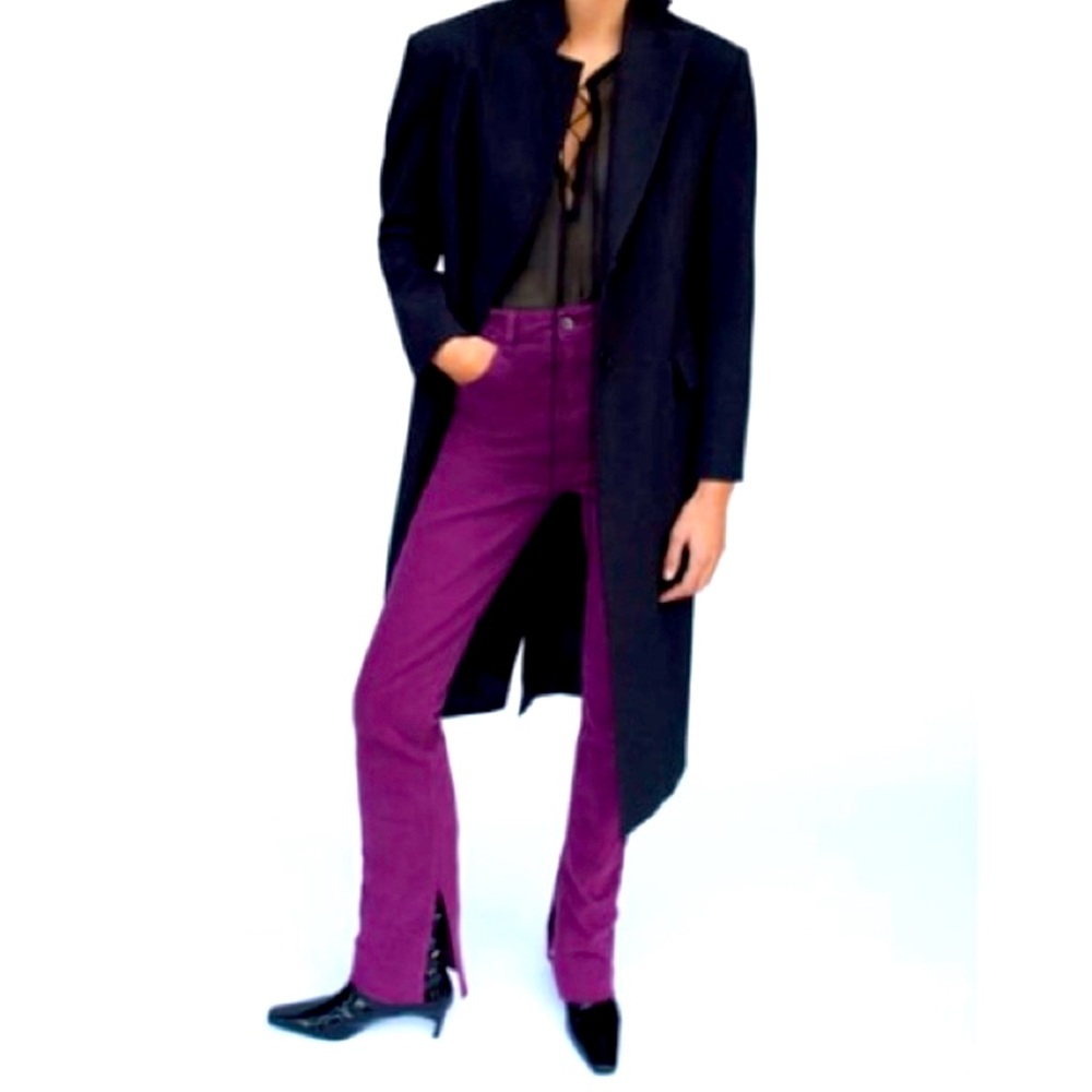 ZARA - split hem high rise jeans in purple